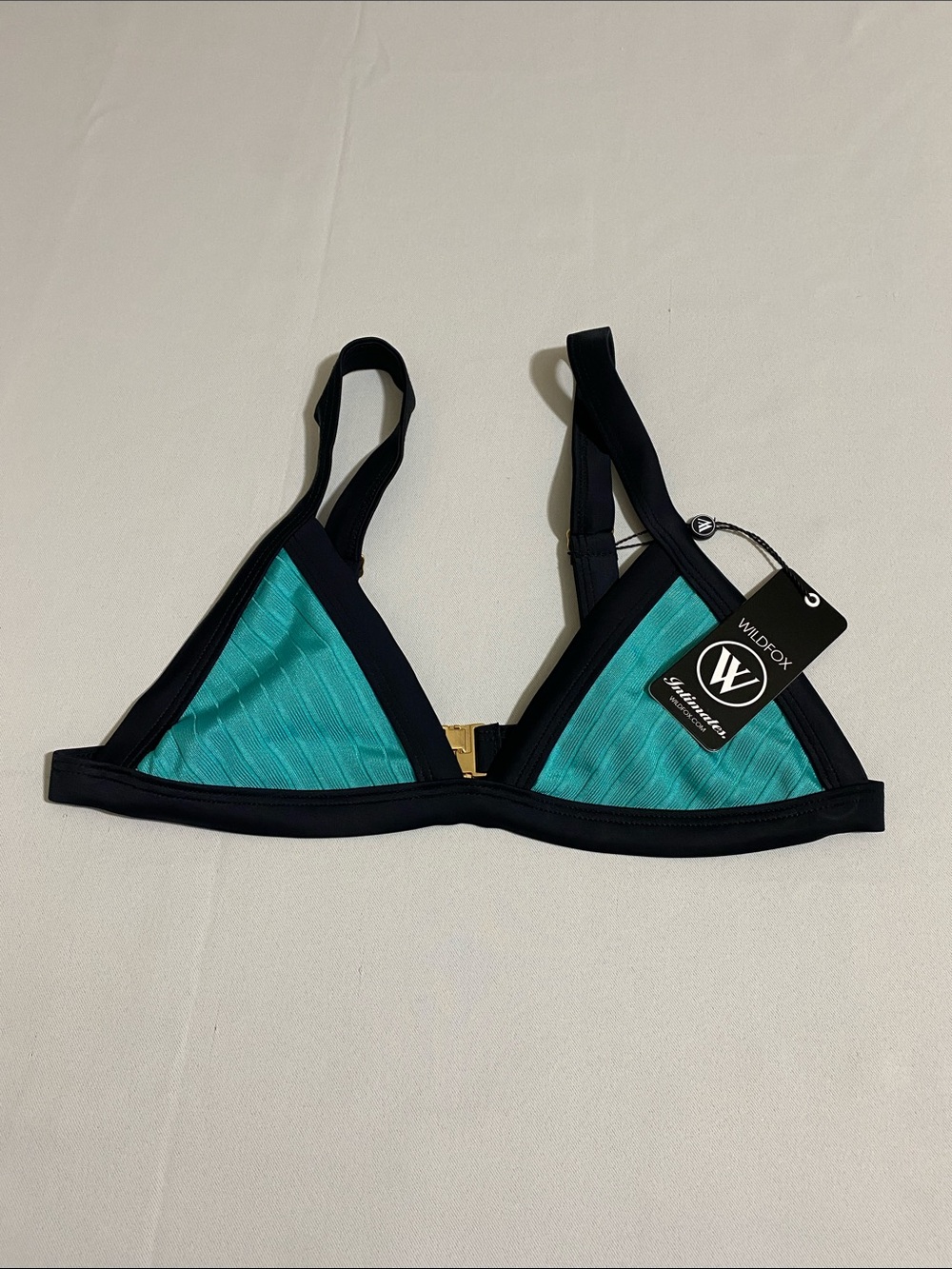WILDFOX Textured Triangle Bikini Top w Black Edging NOT PADDED Women's Size S